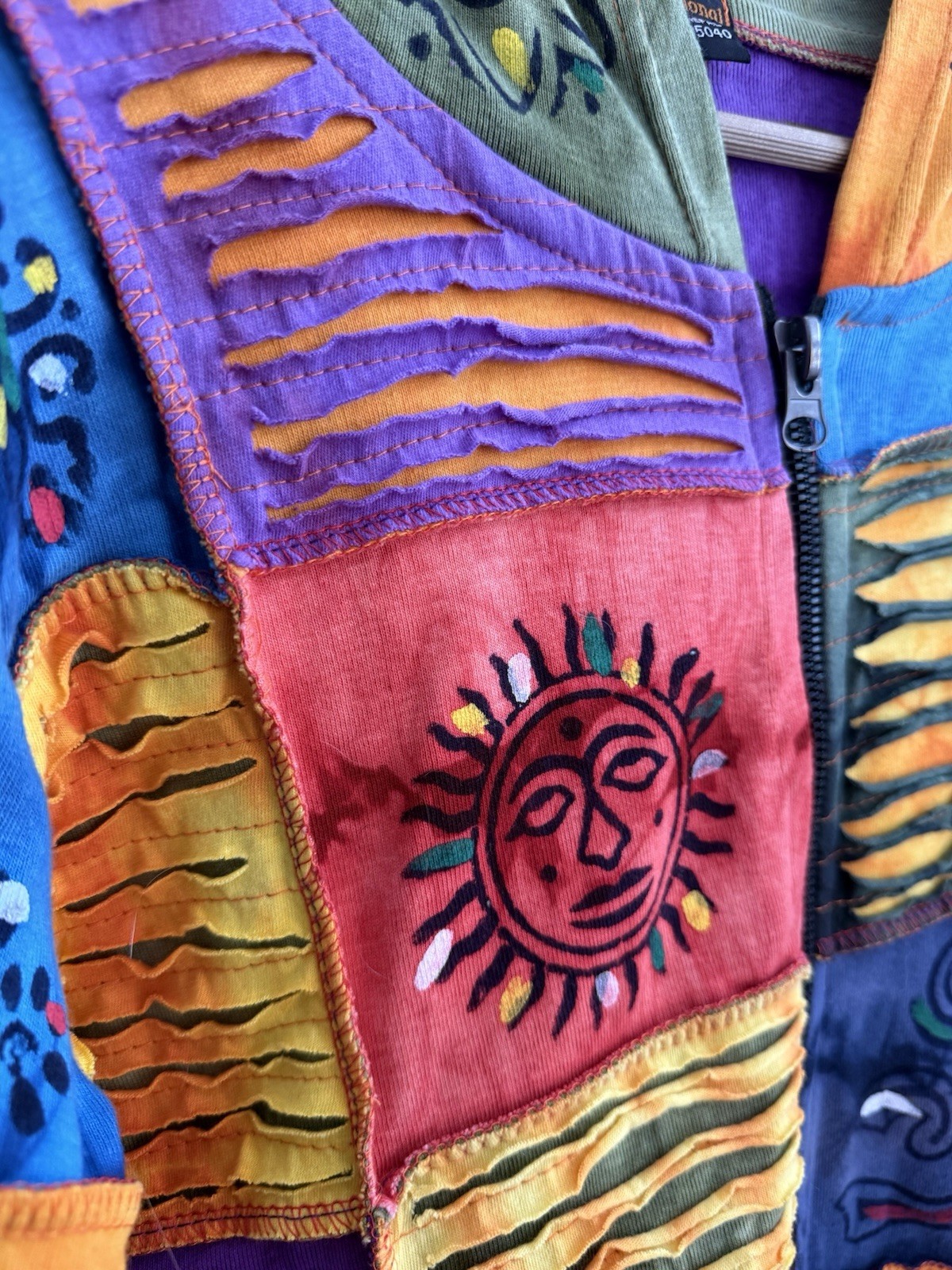 Rising International Full Zip Patchwork Hoodie Dy… - image 4