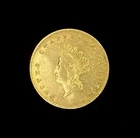1854 Type 2 Gold $1 One Dollar Coin Small Indian Head - Slightly Warped