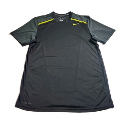 Nike Dri-FIT Shirt Mens Size LG Black Short Sleeve Running Training Active Adult