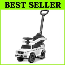 Kids 3-in-1 Outdoor Stroller Wagon with Music - White