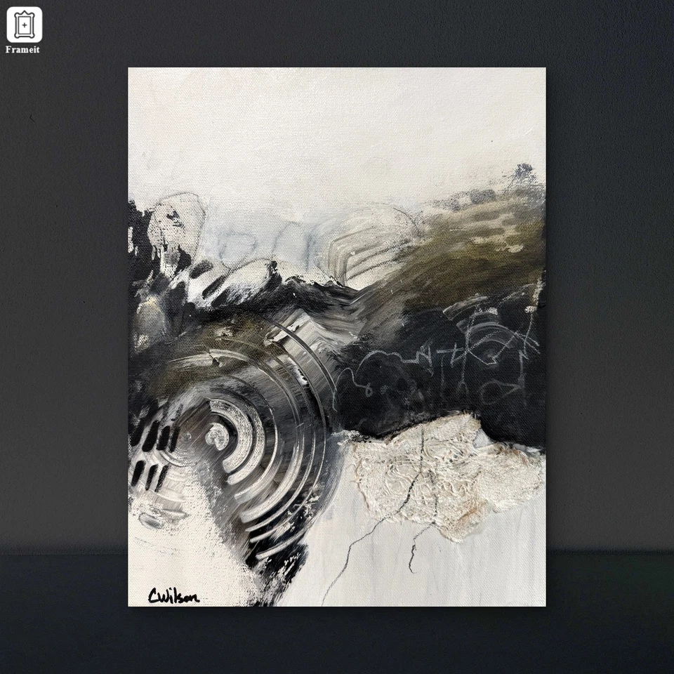 Wilson Original ALTAMENTE Texturizado Moderno Abstracto 11 x 14" sobre Lienzo Galería Foto 3 de 4