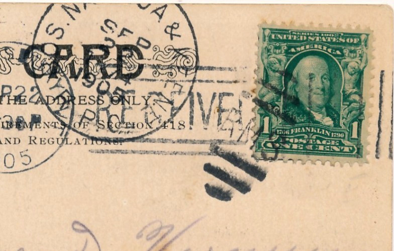 BOS. NASHUA & KEENE R.P.O. TR 74 RMS DUPLEX CANCEL. 1905. U.S.R.P.O. CAT.#29-F-2