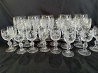 Vintage Etched Crystal Grapes & Vines (19) PC Set Wine Glasses & Cordials #0167