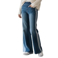 NWOT Halara Womens Flex High Waisted Wide Leg Stripe Denim Jeans XS Tide Blue