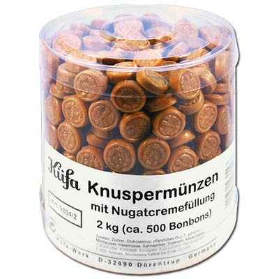 (10,40 /1kg) Küfa Knuspermünzen 2 Kg, Bonbons mit Nougatcremefüllung