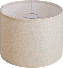 Beige Linen Small Drum Lampshade, 8.66" Top X 8.66" Bottom X 7.87" High Lamp Sha