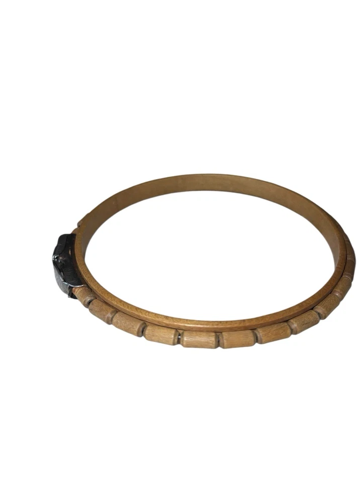 Embroidery Hoop RARE Latch Lock Tension Wood Bead Outer Ring Vintage Hardwood 6" - Image 2 of 4