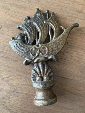 Vintage 3 Mast Metal Schooner Ship Lamp Finial