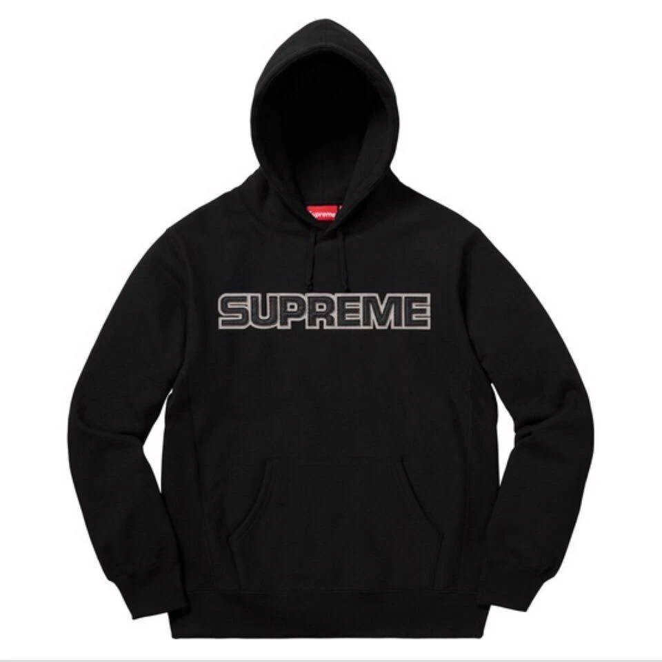 Sweat à capuche Supreme en cuir perforé noir 18FW Supreme Leather Hoodie