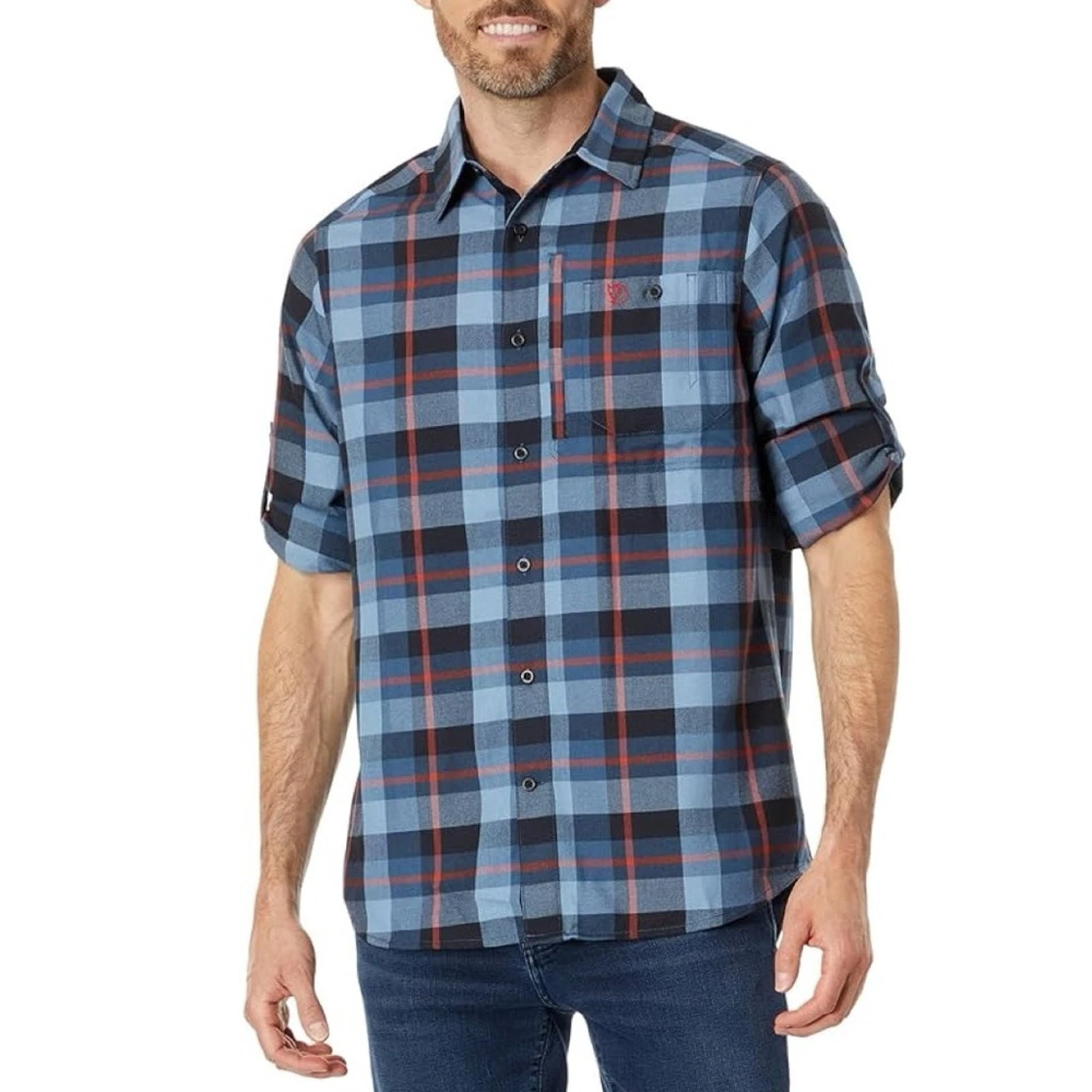 fjallraven plaid flannel roll tab trekking outdoor shirt