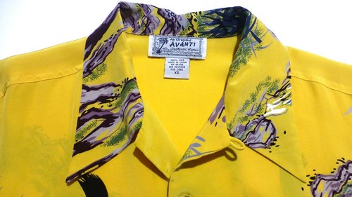 Avanti Silk Hawaiian Shirt XS Aloha One Tiger Yellow … - Gem