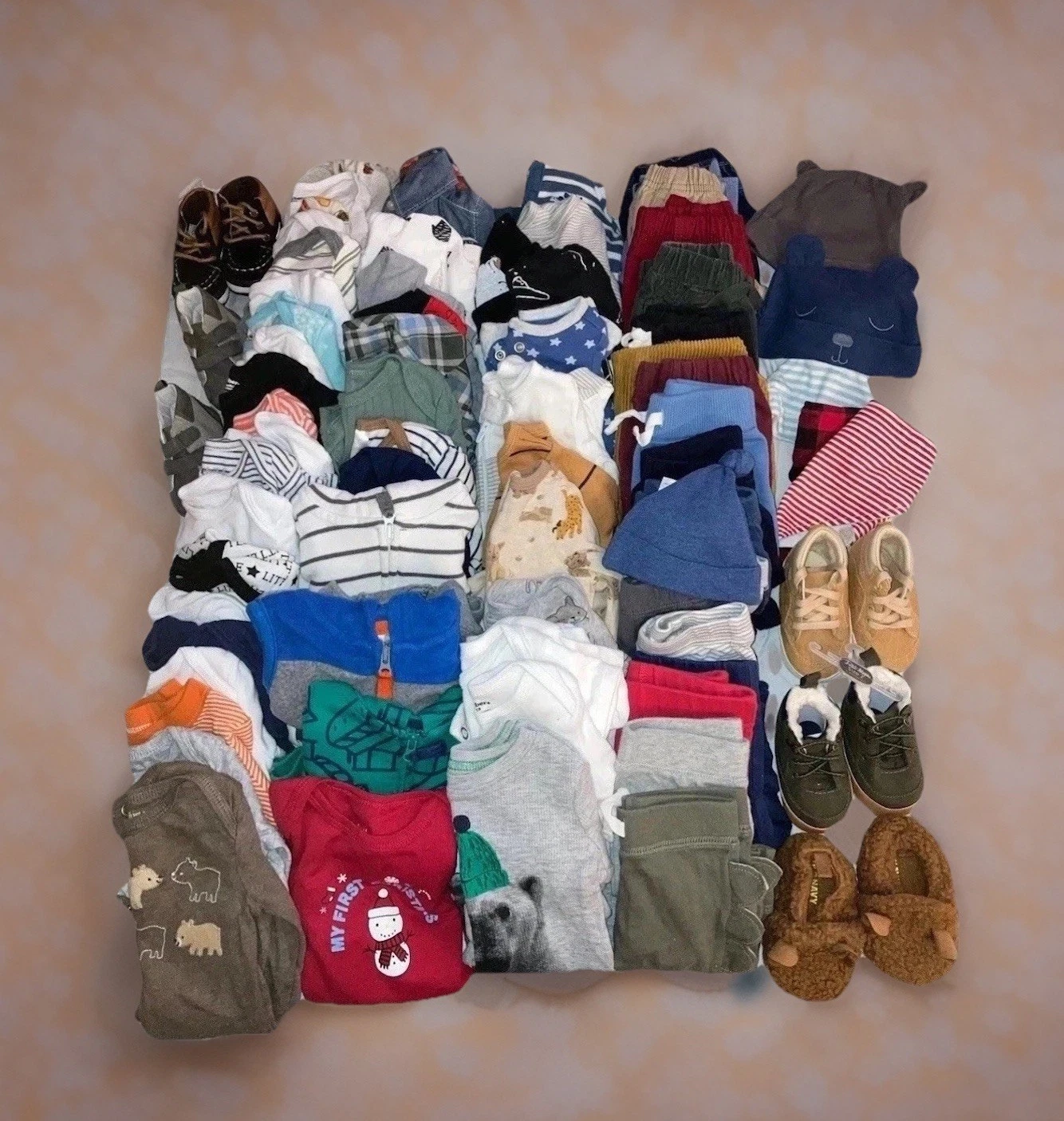 Lot of 74 NB to 3-6 months Boys Winter Clothes/Shoes/More New & Very Gently Used
