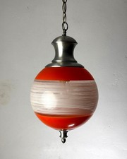 Lampadario vintage anni '60 vetro a sfera arancione Made in Italy