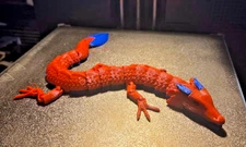 3D Printed Dragon, LEAF DRAGON RED & BLUE , Articulated Dragon Fidget Toy 12"