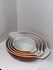 4 PYREX AUTUMN HARVEST Nesting WHEAT MIXING BOWLS Rust & Orange Set CINDERELLA