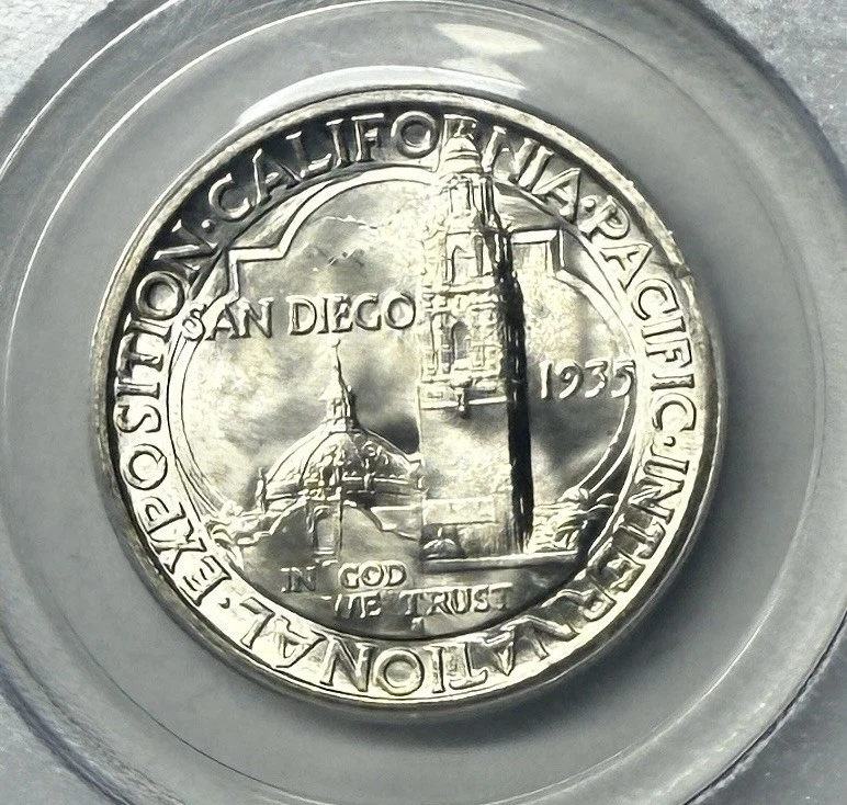 1935 S San Diego Commemorative Half Dollar – PCGS MS65 OGH ~ Old Green Holder - Image 3 of 3
