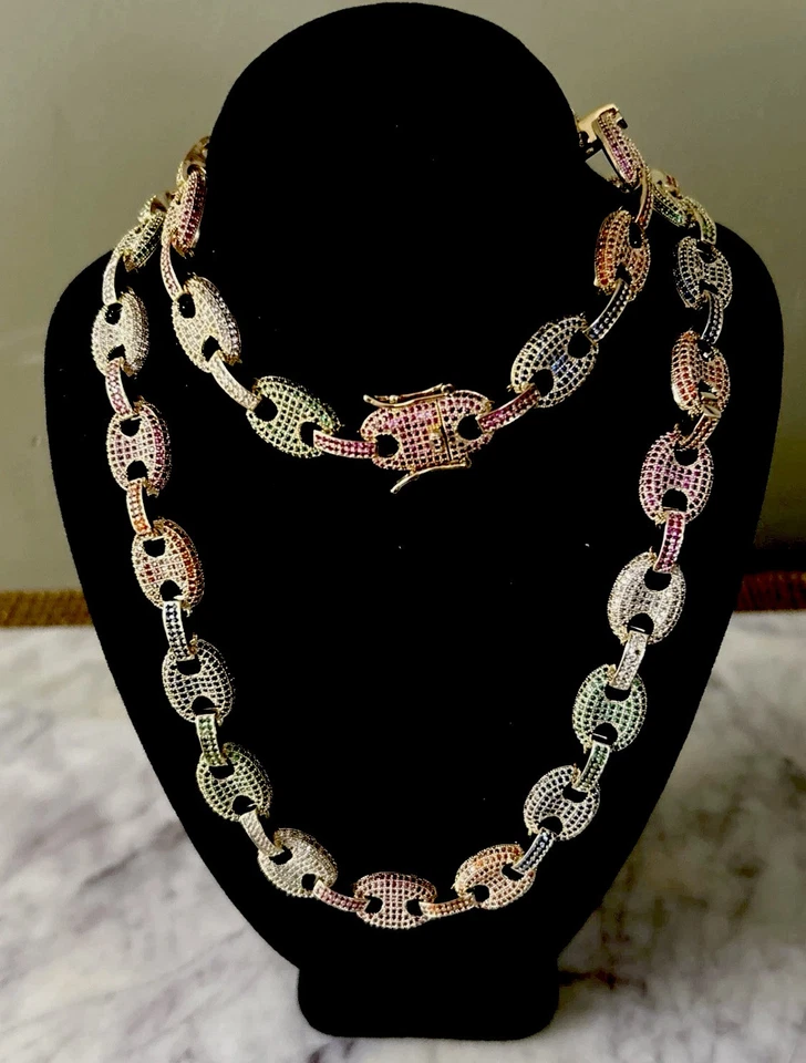 Juegos de cadenas cubanas Ice Out estilo Gucci para hombre Foto 4 de 4