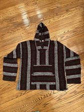 Baja Joe Mexican Blanket Hoodie Mens Medium Multicolor Pullover