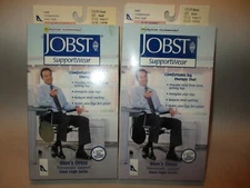 Lot 2 Pr Jobst Men Small Black & Khaki Knee High Support Compression Dress Socks