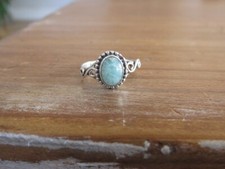 Solid 925 Sterling Silver Natural Larimar Ring Gemstone Jewelry For Her K 32