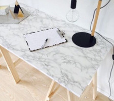 STICKY BACK PLASTIC VINYL 90cm wide GREY WHITE SELF ADHESIVE MARBLE EFFECT WRAP