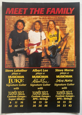 STEVE LUKATHER / ALBERT LEE / STEVE MORSE -ERNIE BALL 1995 Full page magazine ad