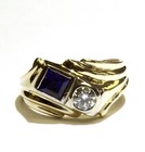 14k yellow gold .56ct Vs1 I diamond mens emerald sapphire ring 11.2g gents 12.5