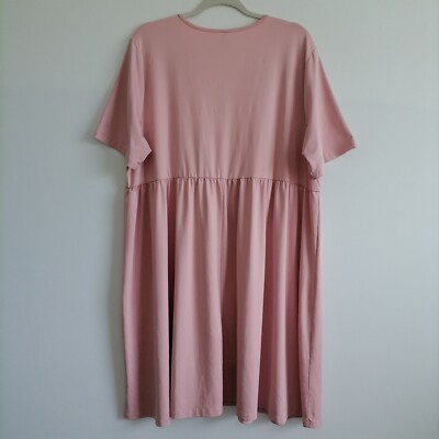 light pink dress shein Shein Curve Womens Light Pink V-Neck Short Sleeve Holliday A-Line Dress  Size 2XL