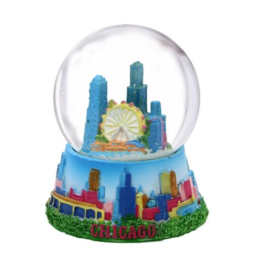 Chicago Snow Globe 3,5 Zoll buntes Chicago Skyline Souvenir - Bild 1 von 4