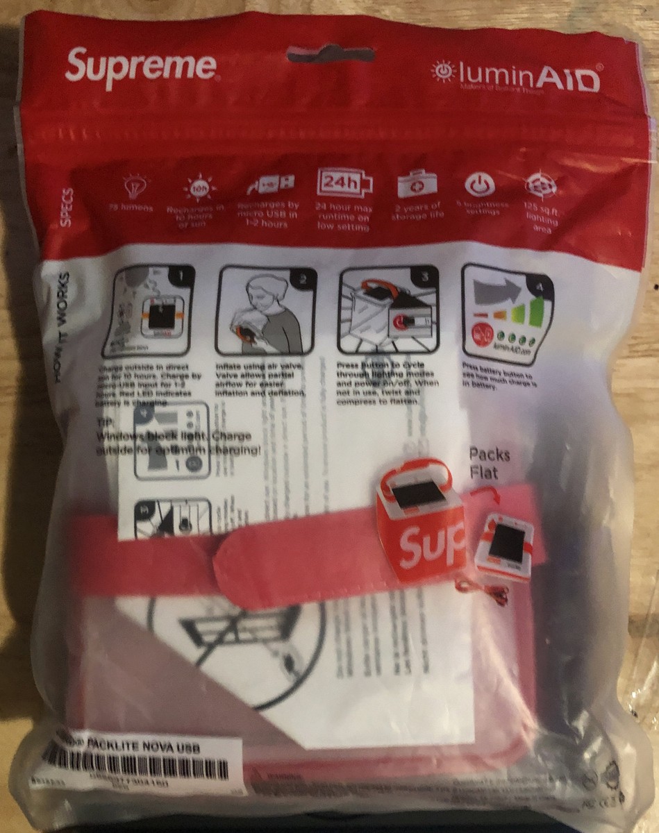 Supreme SS18 New York LuminAID Packlite Nova USB Solar