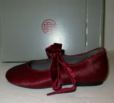 Chaussures Fille Blublonc En Poil De Poney Et Velours Bordeaux/rouge - Pointure 28