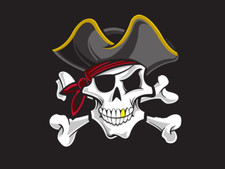 PIRATE FLAG HAT RED BANDANA EYE PATCH JOLLY ROGER SKULL AND BONES 3'X5' FEET