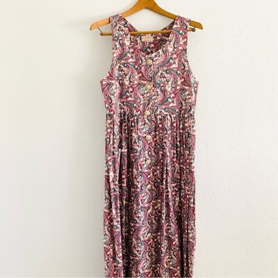 Polly Pinafore Hand Crafted Vintage Floral Midi  Dress