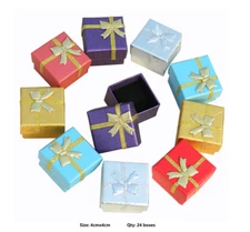 New 24 Boxes Jewelry Gift Ring Earrings Pendant Case Boxes Mignon Square Lots 