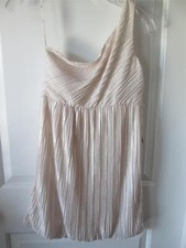 NWT Forever 21 Womens Size S Sundress Ivory One Shoulder Strap Glitter Pleated