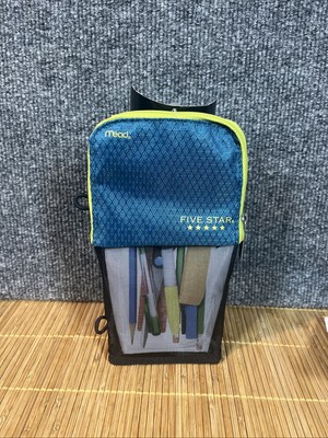 Mead Five Star Stand  N Store Pencil Pouch Fits 3 Ring Binder, Polyester - Blue