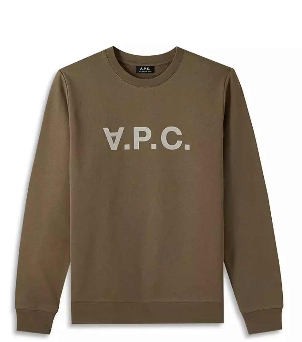 A.P.C. VPC Bicolor Sweatshirt in Khaki Size M SS2023 MSRP