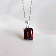 Red Garnet Pendant 925 Sterling Silver January Birthstone Handmade Pendant