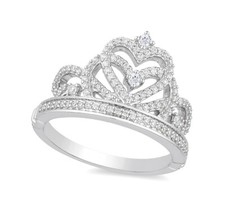 1Ct White Round Cut CZ Women's Tiara Princess Gift Ring 925 Sterling silver