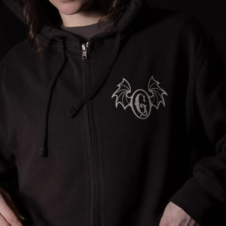 VALENTINO Felpa con cappuccio Gideon's Bakeho Valentina Brocca con cerniera unisex nera XL NUOVA