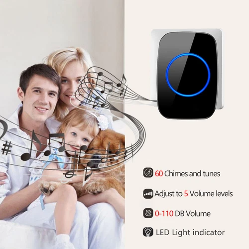 Wireless Doorbell Chime Waterproof Plugin Receiver Adjustable Volume 1000FT Kit - Picture 6 of 12