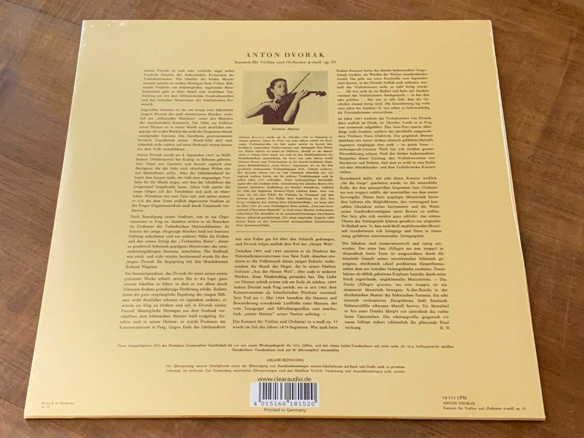 Johanna Martzy ベートーヴェン ドヴォルザーク CD Dvorak Violin Concerto JOHANNA MARTZY DGG Clearaudio 180g LPM