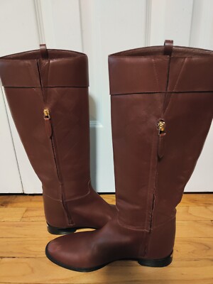 Burberry Red Bordeaux Copse Equestrian Riding Tall Leather