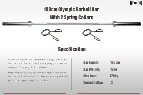 102KG Total - 180CM OLYMPIC BARBELL BAR WEIGHT SET - A PAIR FREE SPRING COLLAR - Picture 8 of 8