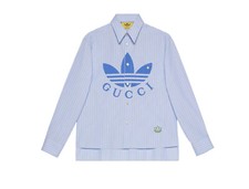 Men's Authentic Adidas X Gucci Striped Cotton Logo Oxford Shirt New 1150