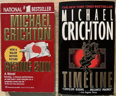 Lot of 2 Michael Crichton: Rising Sun ~ Timeline ~ Paperbacks