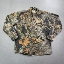 Mossy Oak Shirt Men Medium Camo Button Down Limbhanger Ripstop Hunting Gear Logo