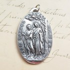 Archangel St Raphael / Our Lady of Pilar Medal - Sterling Silver Antique Replica