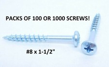 100-1000 8 X 1-1/2 ZINC COATED DEEP THREAD PHILLIPS PAN HEAD TRIM WOOD SCREW LD
