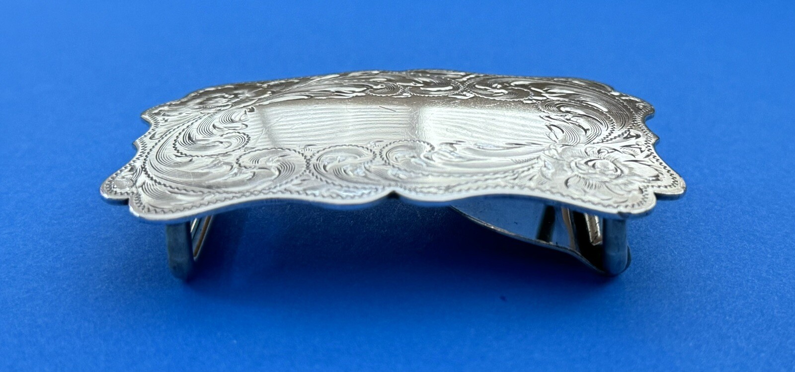 Vintage Old Western Diablo Sterling Silver Blank Monogram Plate Belt Buckle